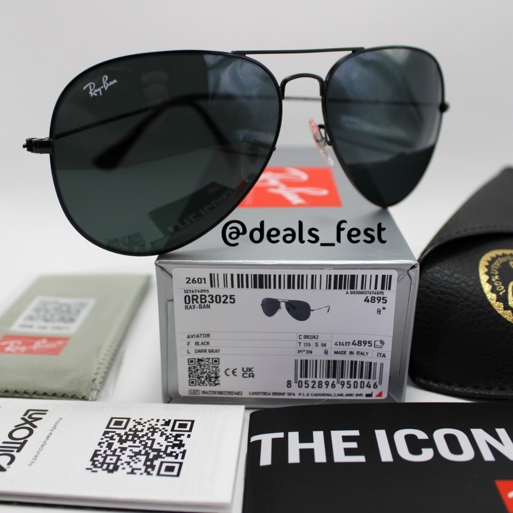 Model Display Ray-Ban Aviator Black RB3025 - Picture 3 of 17